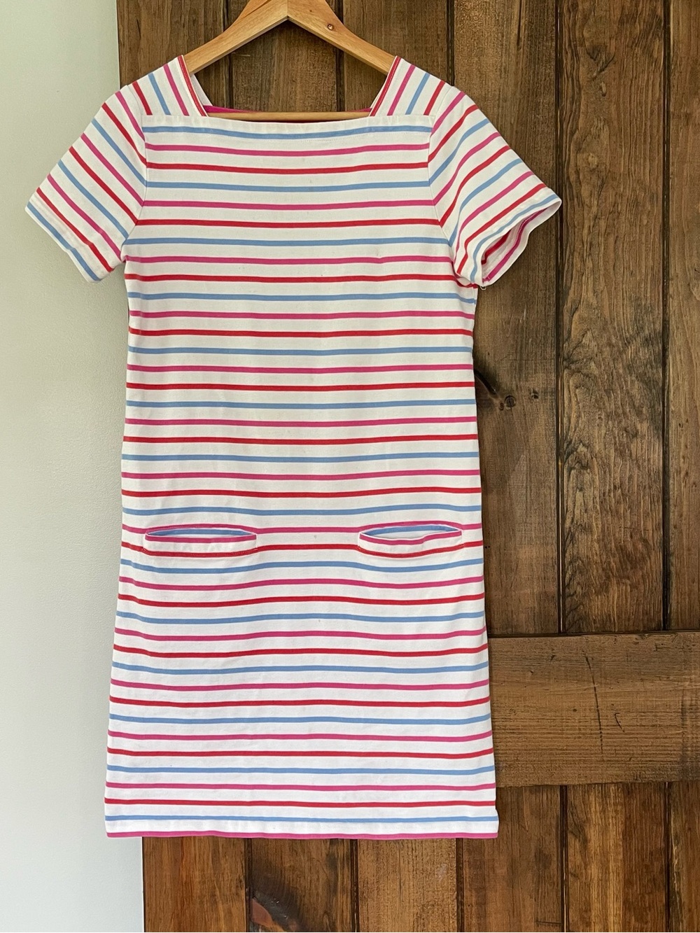 Joules Francis Striped Cotton Shift Dress Size 8 Medium Flaws